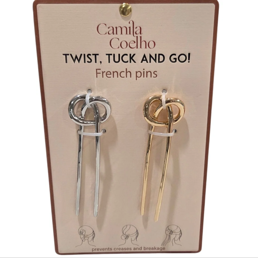 🩶▪️Camila Coelho ▪️Dual-Tone ( Silver/ Gold) Twist Tuck & Go  French Pins